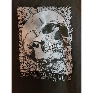Romwe Sweatshirt Size Small Black Long Sleeve Gothic Skull Meaning of Life NWT